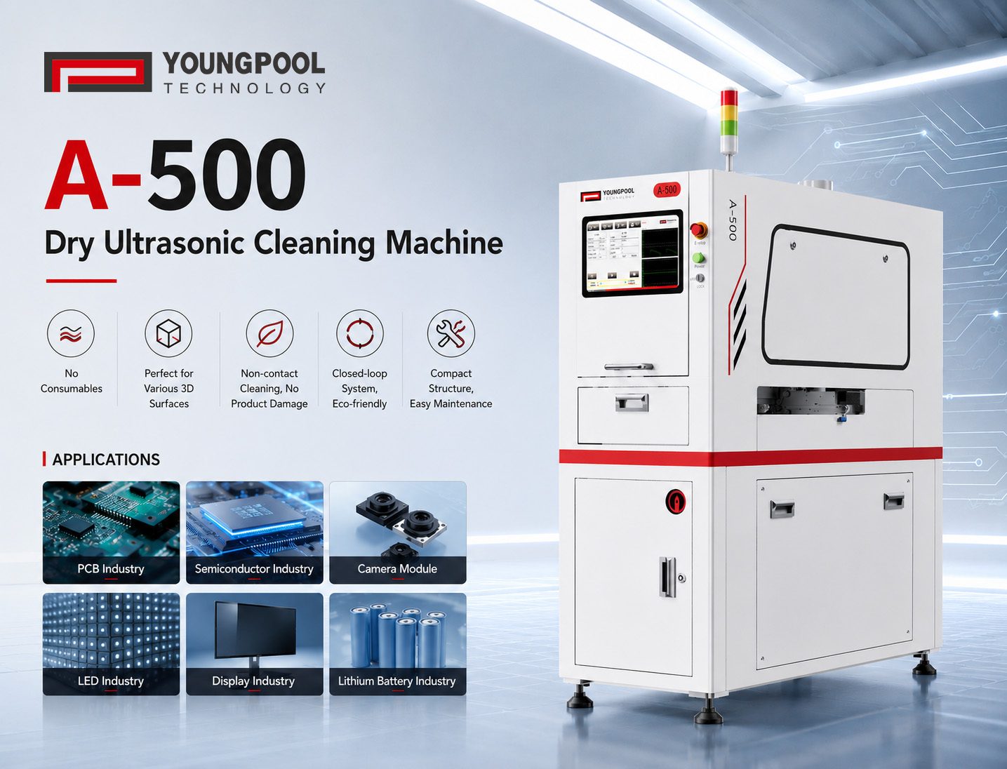 Máy làm sạch siêu âm khô Youngpool Technology | Giải pháp không tiếp xúc để làm sạch bề mặt PCB